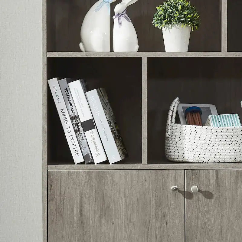 Estantería con puertas de café/roble/nogal, mueble de almacenamiento abierto de 3 estantes