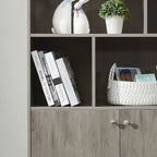 Estantería con puertas de café/roble/nogal, mueble de almacenamiento abierto de 3 estantes