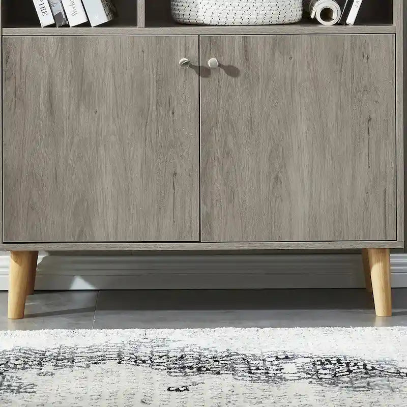 Estantería con puertas de café/roble/nogal, mueble de almacenamiento abierto de 3 estantes
