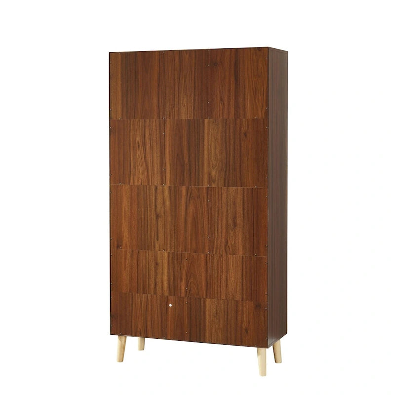 Estantería con puertas de café/roble/nogal, mueble de almacenamiento abierto de 3 estantes