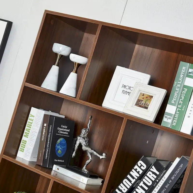 Estantería con puertas de café/roble/nogal, mueble de almacenamiento abierto de 3 estantes