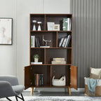 Estantería con puertas de café/roble/nogal, mueble de almacenamiento abierto de 3 estantes