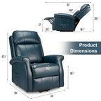 Sillón reclinable eléctrico de una plaza en azul y crema