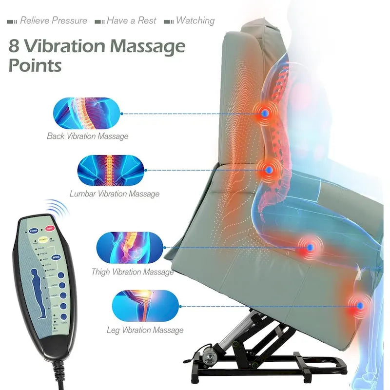 Sillón reclinable eléctrico de una plaza en azul y crema