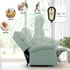 Sillón reclinable eléctrico de una plaza en azul y crema