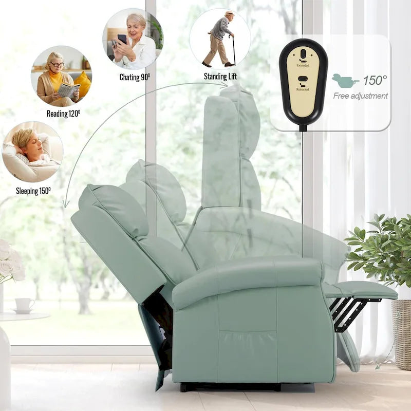 Sillón reclinable eléctrico de una plaza en azul y crema