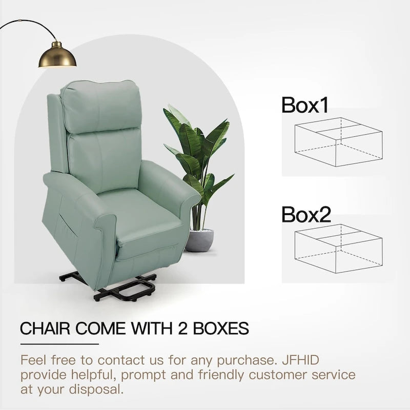 Sillón reclinable eléctrico de una plaza en azul y crema