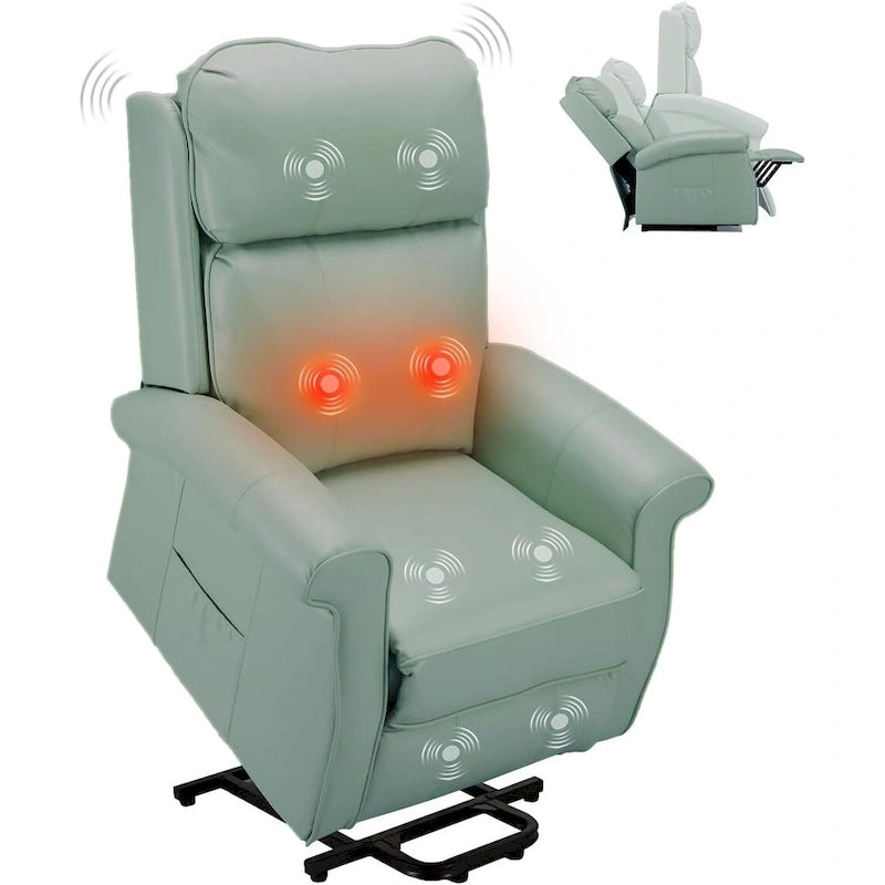 Sillón reclinable eléctrico de una plaza en azul y crema