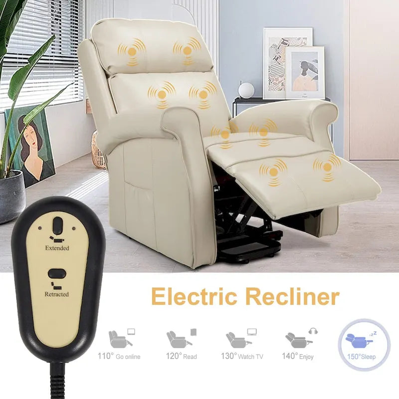 Sillón reclinable eléctrico de una plaza en azul y crema