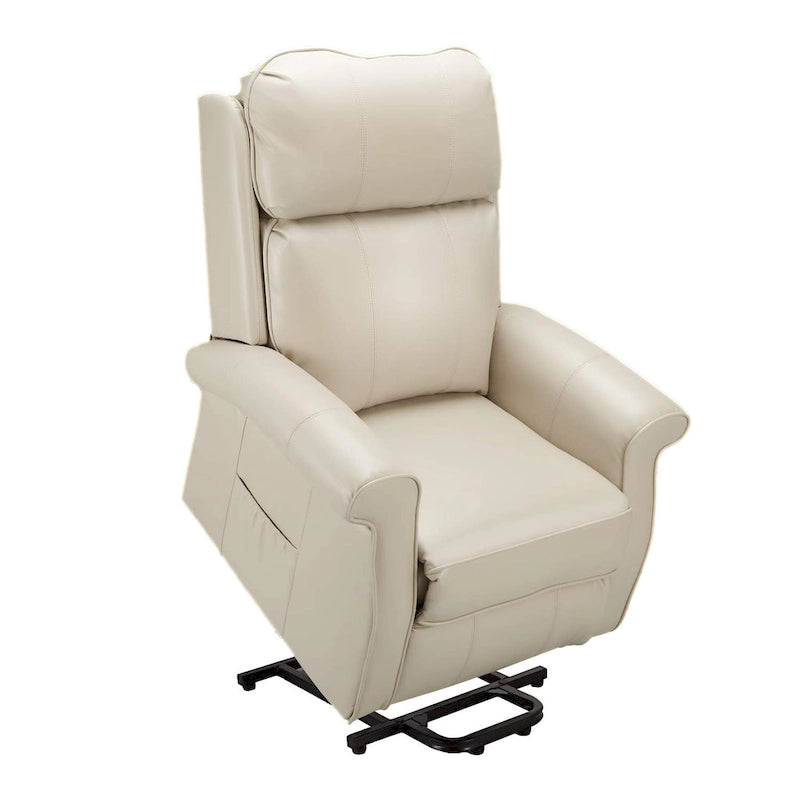 Sillón reclinable eléctrico de una plaza en azul y crema