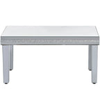 Mesa de centro de cristal con espejo plateado para sala de estar