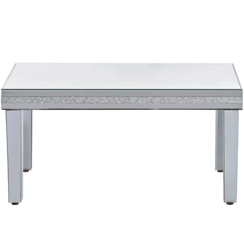 Mesa de centro de cristal con espejo plateado para sala de estar