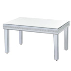 Mesa de centro de cristal con espejo plateado para sala de estar
