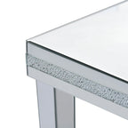 Mesa de centro de cristal con espejo plateado para sala de estar