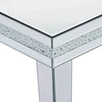 Mesa de centro de cristal con espejo plateado para sala de estar