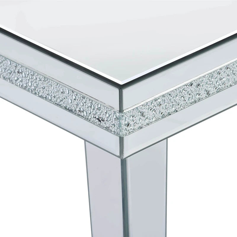 Mesa de centro de cristal con espejo plateado para sala de estar