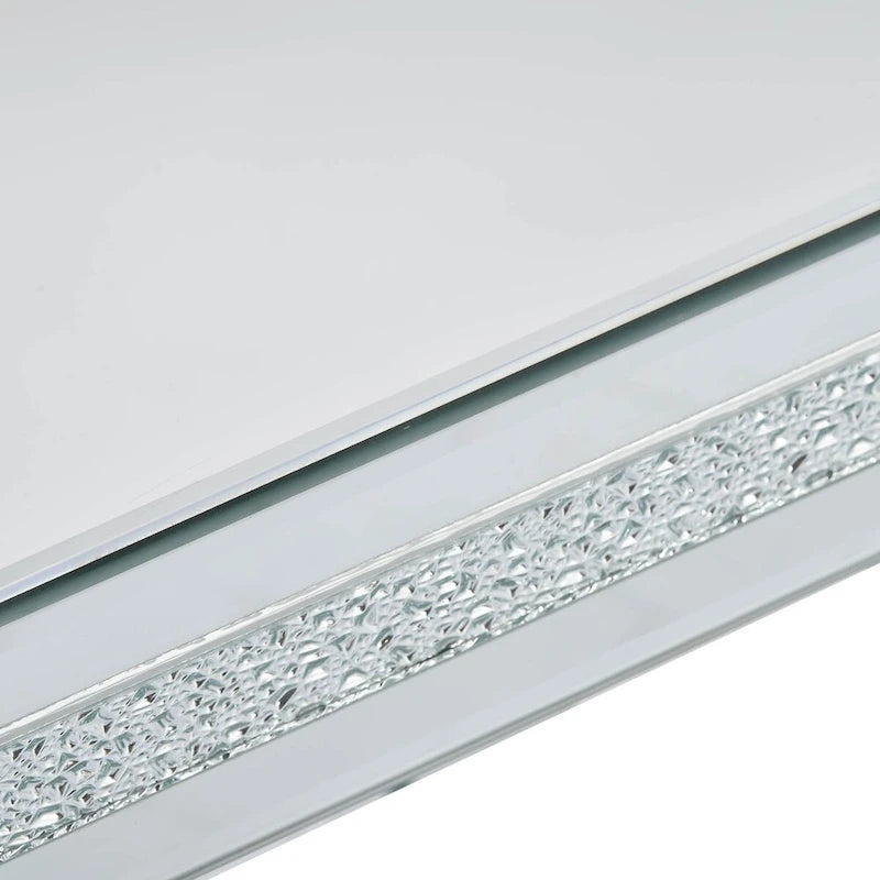 Mesa de centro de cristal con espejo plateado para sala de estar