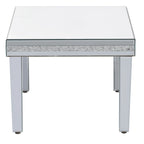 Mesa de centro de cristal con espejo plateado para sala de estar
