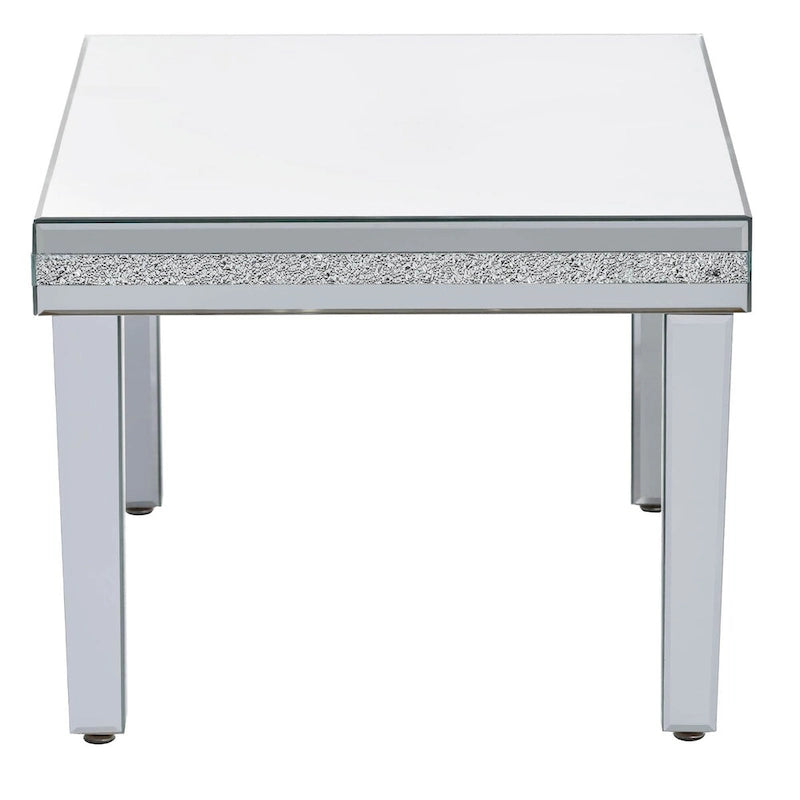 Mesa de centro de cristal con espejo plateado para sala de estar