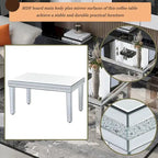 Mesa de centro de cristal con espejo plateado para sala de estar