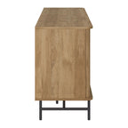 Aparador bufé curvo marrón claro/blanco con puertas de persiana, mueble de almacenamiento moderno