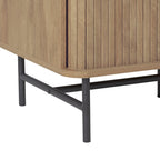 Aparador bufé curvo marrón claro/blanco con puertas de persiana, mueble de almacenamiento moderno