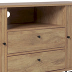Aparador bufé curvo marrón claro/blanco con puertas de persiana, mueble de almacenamiento moderno
