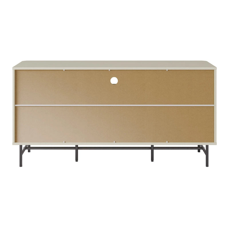 Aparador bufé curvo marrón claro/blanco con puertas de persiana, mueble de almacenamiento moderno