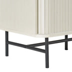 Aparador bufé curvo marrón claro/blanco con puertas de persiana, mueble de almacenamiento moderno