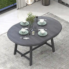 Mesa de comedor redonda extensible, acabado lavado gris/madera natural, estilo rústico moderno, capacidad para 4 personas
