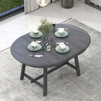Mesa de comedor redonda extensible, acabado lavado gris/madera natural, estilo rústico moderno, capacidad para 4 personas