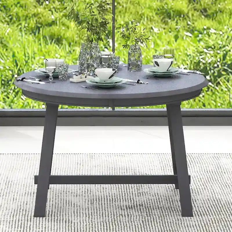 Mesa de comedor redonda extensible, acabado lavado gris/madera natural, estilo rústico moderno, capacidad para 4 personas