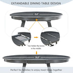 Mesa de comedor redonda extensible, acabado lavado gris/madera natural, estilo rústico moderno, capacidad para 4 personas