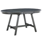 Mesa de comedor redonda extensible, acabado lavado gris/madera natural, estilo rústico moderno, capacidad para 4 personas
