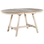 Mesa de comedor redonda extensible, acabado lavado gris/madera natural, estilo rústico moderno, capacidad para 4 personas