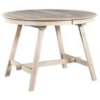 Mesa de comedor redonda extensible, acabado lavado gris/madera natural, estilo rústico moderno, capacidad para 4 personas