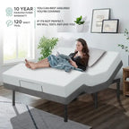 Base de cama ajustable gris con colchón híbrido de 14 pulgadas, 1–2 personas
