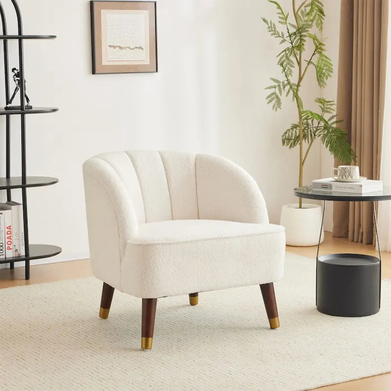 Sillón individual con reposabrazos de terciopelo en rosa, naranja, esmeralda o blanco y patas de madera de caucho