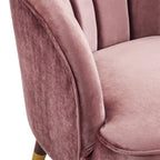Sillón individual con reposabrazos de terciopelo en rosa, naranja, esmeralda o blanco y patas de madera de caucho