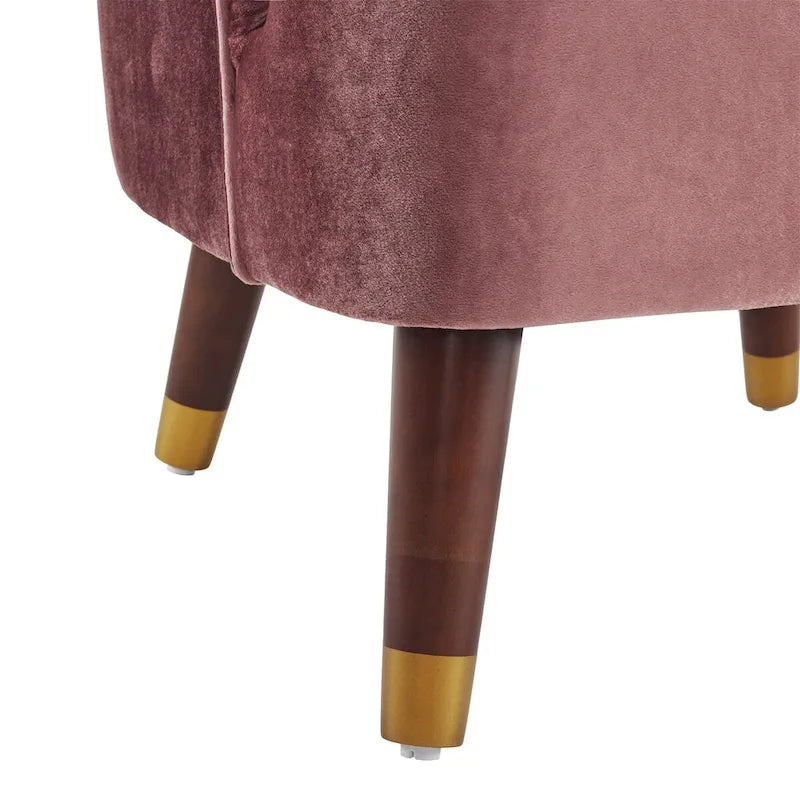 Sillón individual con reposabrazos de terciopelo en rosa, naranja, esmeralda o blanco y patas de madera de caucho