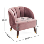 Sillón individual con reposabrazos de terciopelo en rosa, naranja, esmeralda o blanco y patas de madera de caucho