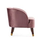 Sillón individual con reposabrazos de terciopelo en rosa, naranja, esmeralda o blanco y patas de madera de caucho