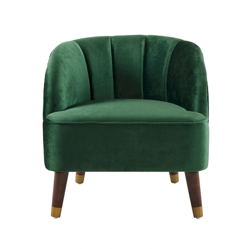 Sillón individual con reposabrazos de terciopelo en rosa, naranja, esmeralda o blanco y patas de madera de caucho