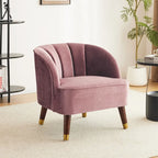 Sillón individual con reposabrazos de terciopelo en rosa, naranja, esmeralda o blanco y patas de madera de caucho