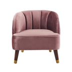 Sillón individual con reposabrazos de terciopelo en rosa, naranja, esmeralda o blanco y patas de madera de caucho