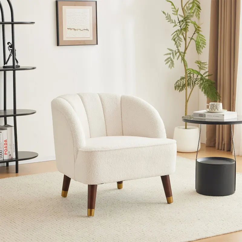 Sillón individual con reposabrazos de terciopelo en rosa, naranja, esmeralda o blanco y patas de madera de caucho