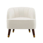 Sillón individual con reposabrazos de terciopelo en rosa, naranja, esmeralda o blanco y patas de madera de caucho