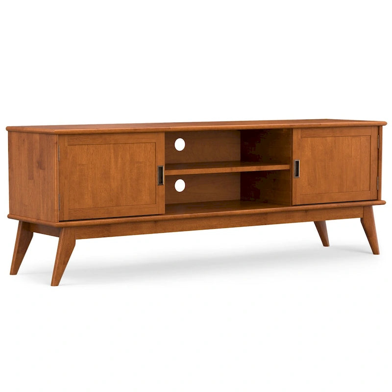 Mueble de TV Marrón Teca Moderno de Mediados de Siglo para televisores de hasta 80 pulgadas, con capacidad para 1