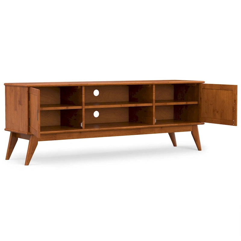 Mueble de TV Marrón Teca Moderno de Mediados de Siglo para televisores de hasta 80 pulgadas, con capacidad para 1